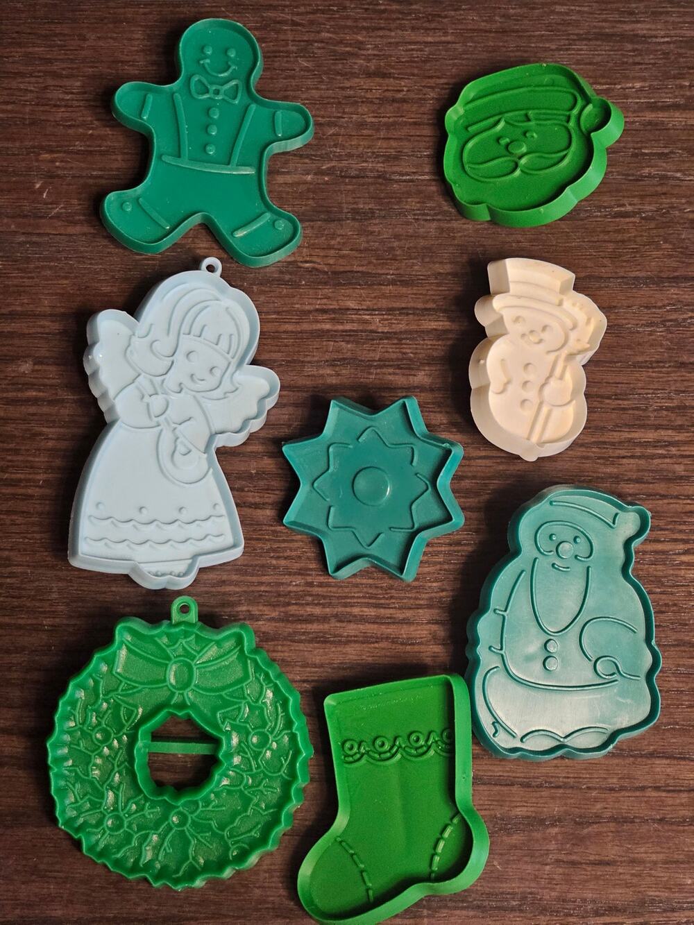 VTG Christmas Cookie Cutters 1970's Hallmark Plastic Set of 8 Various Shapes